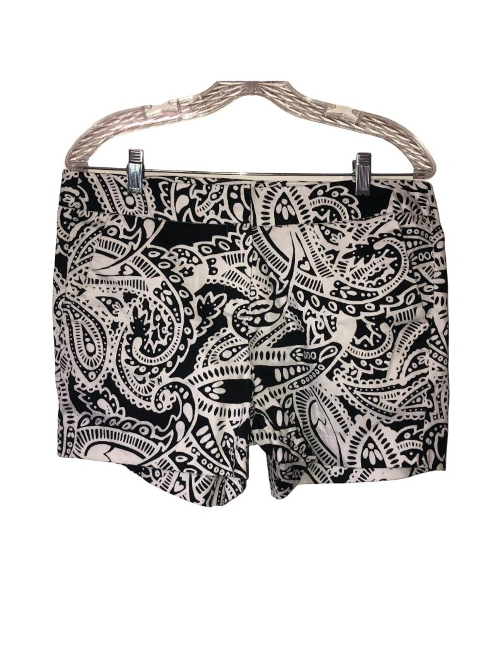 Kenji Womens Black & White Paisley Print Shorts With Side Zipper Size 10